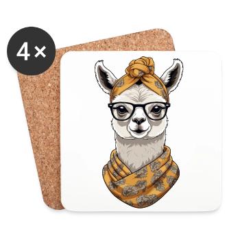 Lama Liebende Mama Lustiges Design Muttertag - Untersetzer (4er-Set) - Weiß - Vorne