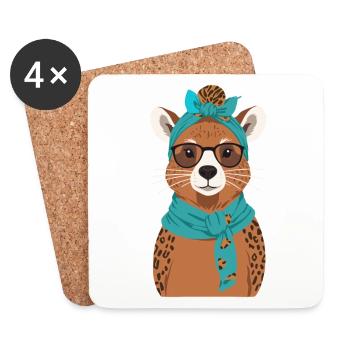 Drôle Capymama Capybara Mère Design - Dessous de verre (lot de 4) - blanc - Devant