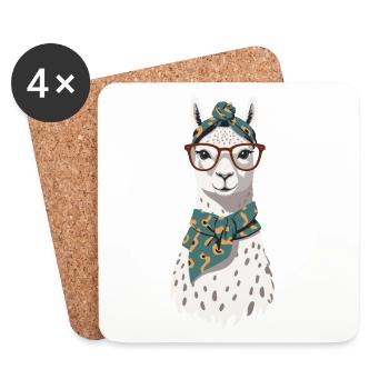 Funny Llama Alpaca Mother Design - Coasters (set of 4) - white - Front