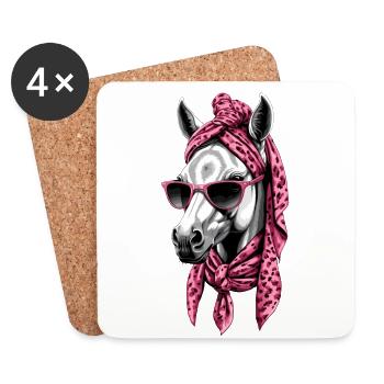 Maman Cheval Élégant Cheval Amour Cheval Fille - Dessous de verre (lot de 4) - blanc - Devant