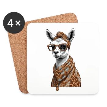 Llama Alpaca Funny Mom Design - Coasters (set of 4) - white - Front
