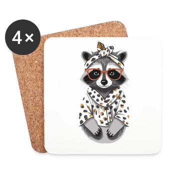 Mom Raccoon Raccoon Lover Mother's Day - Coasters (set of 4) - white - Front
