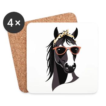 Maman Cheval Cheval Amant Mère Cheval Fille - Dessous de verre (lot de 4) - blanc - Devant