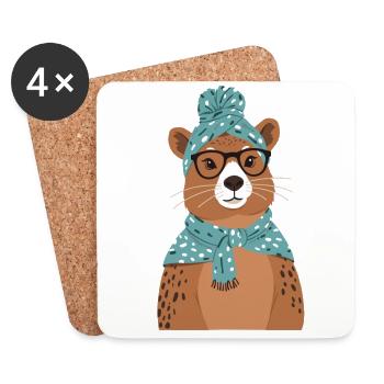 Drôle Capymama Capybara Maman - Dessous de verre (lot de 4) - blanc - Devant