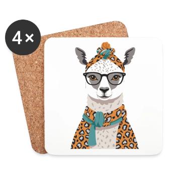 Lama aimant drôle conception de fête des mères - Dessous de verre (lot de 4) - blanc - Devant