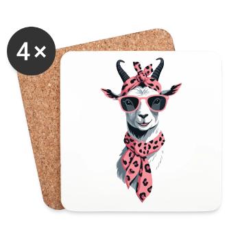 Drôle de maman chèvre parfaite pour la fête des mères - Dessous de verre (lot de 4) - blanc - Devant