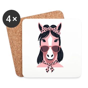 Maman Cheval Cheval Amant Mère Cheval Fille - Dessous de verre (lot de 4) - blanc - Devant