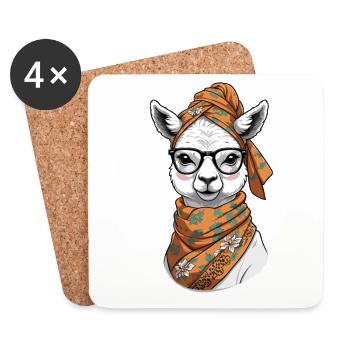 Funny Llama Alpaca Mother Design - Coasters (set of 4) - white - Front