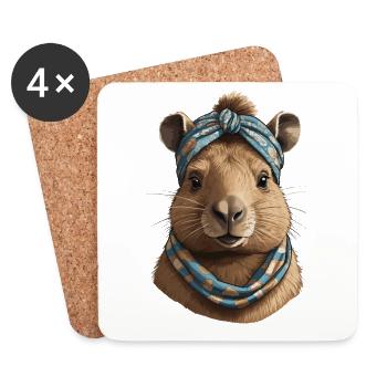 Drôle Capymama Capybara Maman - Dessous de verre (lot de 4) - blanc - Devant