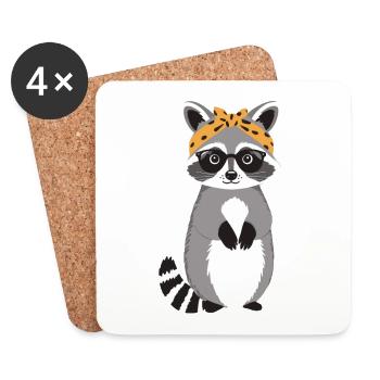 Mama Raccoon Raccoon Amoureux du raton laveur - Dessous de verre (lot de 4) - blanc - Devant