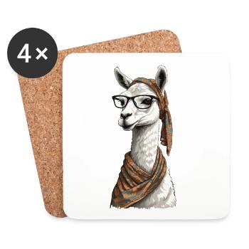 Lama Liebende Mama Lustiges Alpaca Design - Untersetzer (4er-Set) - Weiß - Vorne
