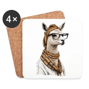 Conception drôle d’alpaga lama pour la fête des mères - Dessous de verre (lot de 4) - blanc - Devant
