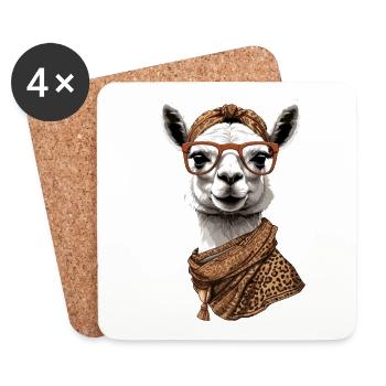 Llama Alpaca Funny Mom Design Love - Coasters (set of 4) - white - Front