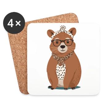 Drôle Capymama Capybara Mère Design - Dessous de verre (lot de 4) - blanc - Devant
