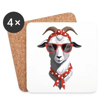 Drôle de maman chèvre parfaite pour la fête des mères - Dessous de verre (lot de 4) - blanc - Devant