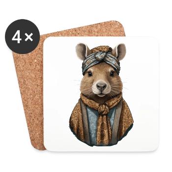 Drôle Capymama Capybara Mère Design - Dessous de verre (lot de 4) - blanc - Devant