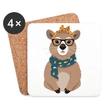 Drôle Capymama Capybara Mère Design - Dessous de verre (lot de 4) - blanc - Devant