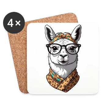 Lama Aimant Drôle Maman Design Alpaga - Dessous de verre (lot de 4) - blanc - Devant