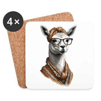 Lama Aimant Maman Drôle Design Alpaga - Dessous de verre (lot de 4) - blanc - Devant