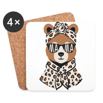 Funny Mom Bear Mother Bear Bear Lover - Coasters (set of 4) - white - Front