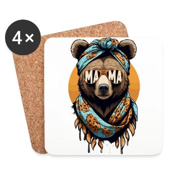 Funny Mom Bear Mother Bear Bear Lover - Coasters (set of 4) - white - Front