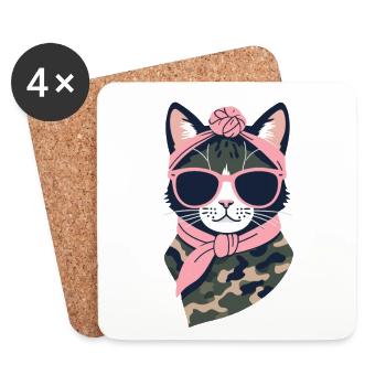 Cute Cat Mom Cat Lover Mom Style - Coasters (set of 4) - white - Front