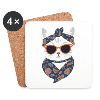 Cute Cat Mom Cat Lover Mom Style - Coasters (set of 4) - white - Front