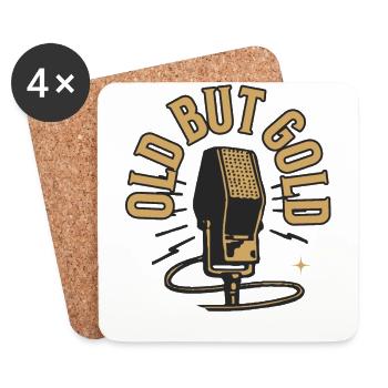 Musicien de microphone chanteur vieux mais doré - Dessous de verre (lot de 4) - blanc - Devant