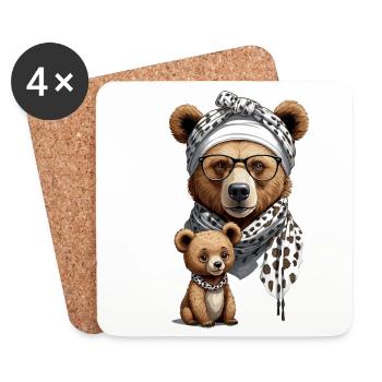 Funny Mama Bear Mother Bear Bear Lover - Coasters (set of 4) - white - Front