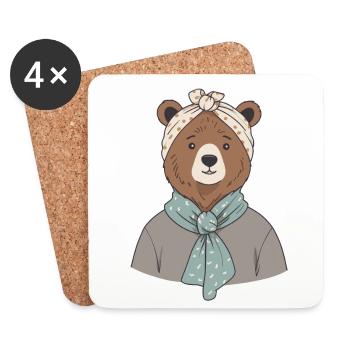 Drôle Maman Ours Mère Ours Ours Amoureux de l’Ours - Dessous de verre (lot de 4) - blanc - Devant