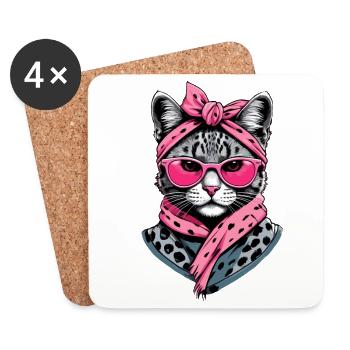 Cute Cat Mom Cat Lover Mom Style - Coasters (set of 4) - white - Front