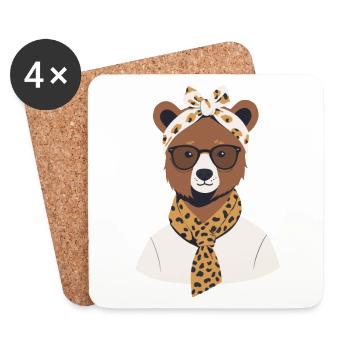 Drôle de maman ours fête des mères amant de l’ours - Dessous de verre (lot de 4) - blanc - Devant