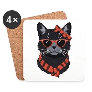 Cute Cat Mom Cat Lover Mom Style - Coasters (set of 4) - white - Front