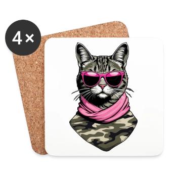 Mignonne maman chat chat maman avec style - Dessous de verre (lot de 4) - blanc - Devant