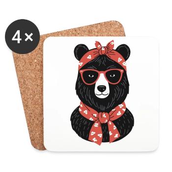 Drôle Maman Ours Mère Ours Ours Amoureux de l’Ours - Dessous de verre (lot de 4) - blanc - Devant