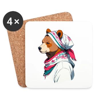 Drôle Maman Ours Mère Ours Ours Amoureux de l’Ours - Dessous de verre (lot de 4) - blanc - Devant