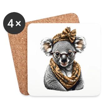 Drôle Koala Maman Mignon Maman Koala Ours - Dessous de verre (lot de 4) - blanc - Devant