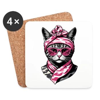 Cute Cat Mom Cat Lover Mom Style - Coasters (set of 4) - white - Front