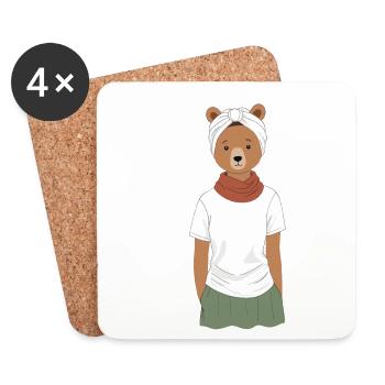 Drôle Maman Ours Mère Ours Ours Amoureux de l’Ours - Dessous de verre (lot de 4) - blanc - Devant