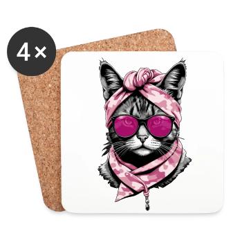 Cute Cat Mom Cat Lover Stylish - Coasters (set of 4) - white - Front