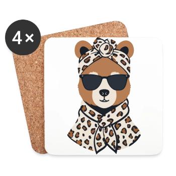 Funny Mama Bear Mother Bear Bear Lover - Coasters (set of 4) - white - Front