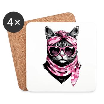 Cute cat mom cat mom with style - Coasters (set of 4) - white - Front