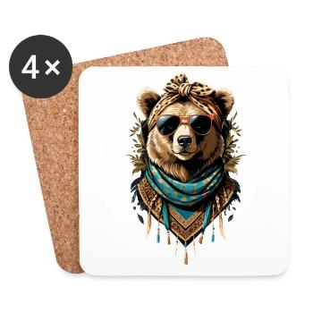 Funny Mama Bear Mother Bear Bear Lover - Coasters (set of 4) - white - Front