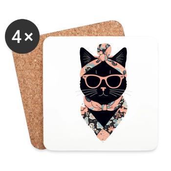 Cute Cat Mom Cat Lover Mom Style - Coasters (set of 4) - white - Front