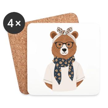 Drôle Maman Ours Mère Ours Ours Amoureux de l’Ours - Dessous de verre (lot de 4) - blanc - Devant
