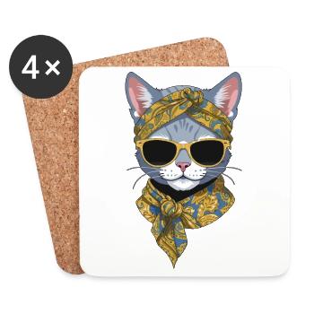 Cute Cat Mom Cat Lover Mom Style - Coasters (set of 4) - white - Front