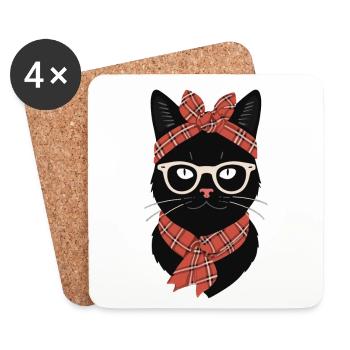Cute Cat Mom Cat Lover Mom Style - Coasters (set of 4) - white - Front