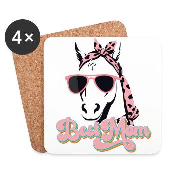 Maman Cheval Cheval Amant Maman Amour Élégant - Dessous de verre (lot de 4) - blanc - Devant