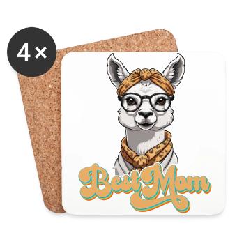 Lama aimant maman drôle maman Design - Dessous de verre (lot de 4) - blanc - Devant