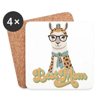 Lama aimant maman drôle maman Design - Dessous de verre (lot de 4) - blanc - Devant